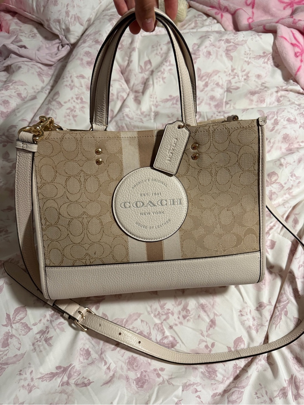 Coach Dempsey Carryall in Signature Jacquard with Stripes